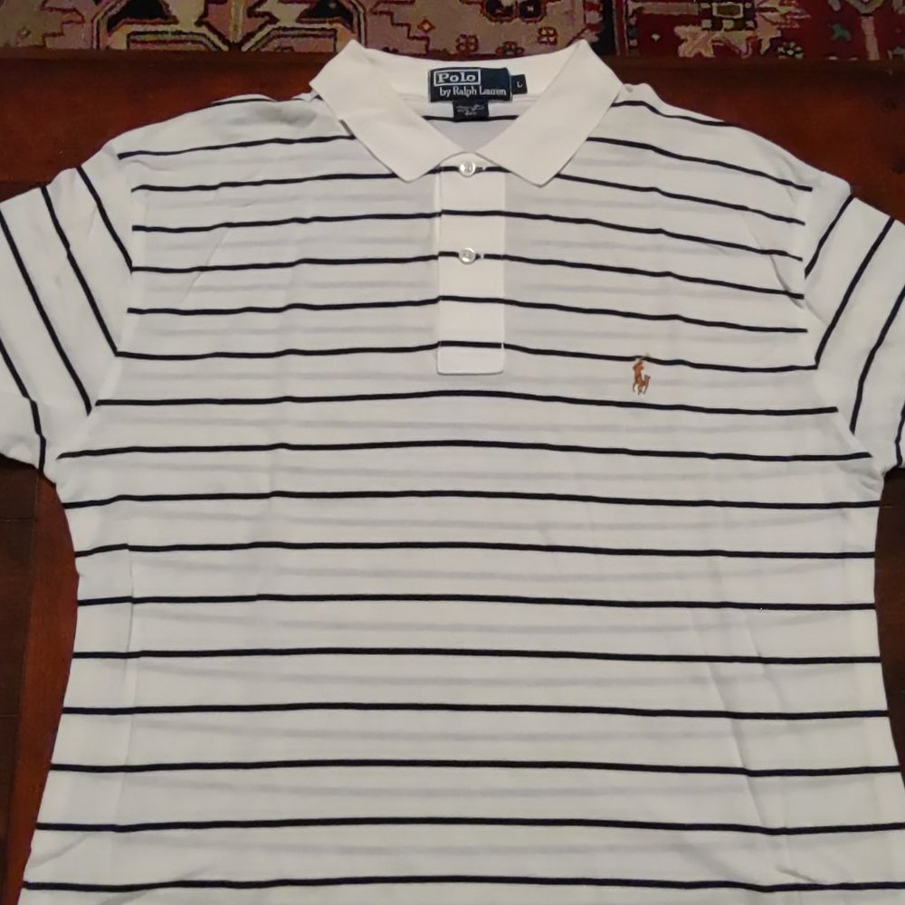 Navy striped Ralph Lauren Polo shirt